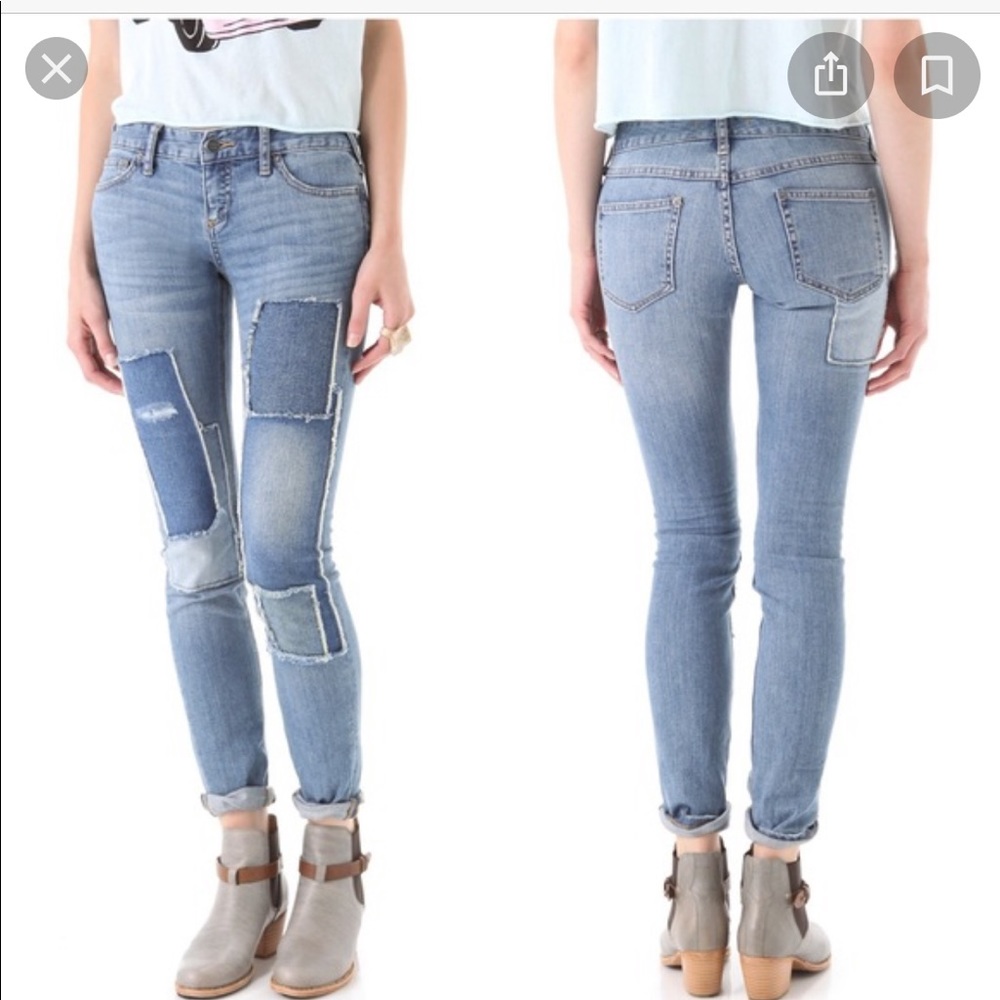 Free People Patched Skinny Jeans